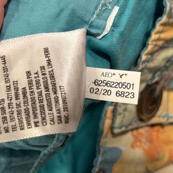 American Eagle Mens Size 36 Next Level Flex Floral Tropical Shorts Teal Blue - Picture 8 of 8